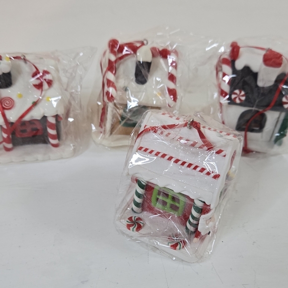 Gingerbread House and Train Hanging Ornaments set of 5 - Picture 7 of 10